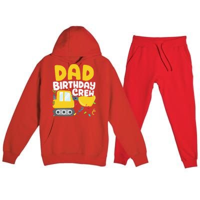 Dad Birthday Crew Construction Truck Excavator Daddy Papa Premium Hooded Sweatsuit Set