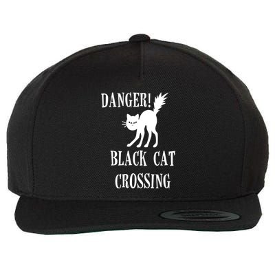 Danger Black Cat Crossing Halloween Crazy Cat Lady Cute Great Gift Wool Snapback Cap