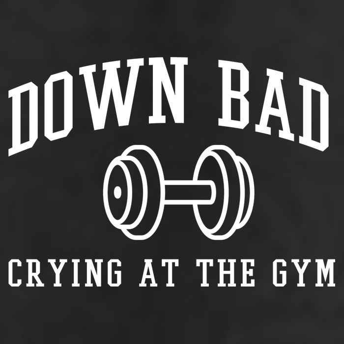 Down Bad Crying At The Gym Funny 7 Panel Mesh Trucker Snapback Hat