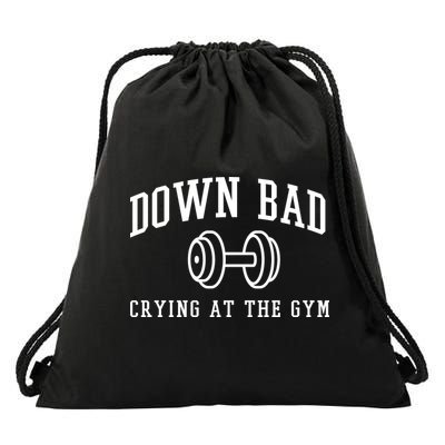 Down Bad Crying At The Gym Funny Drawstring Bag