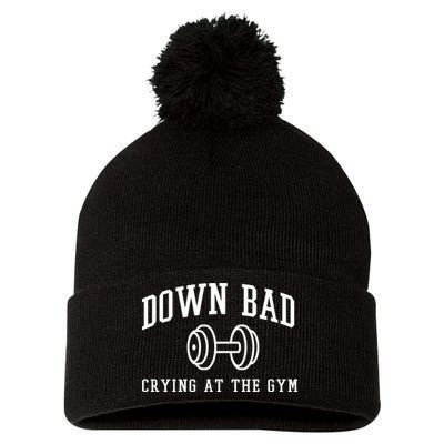 Down Bad Crying At The Gym Funny Pom Pom 12in Knit Beanie