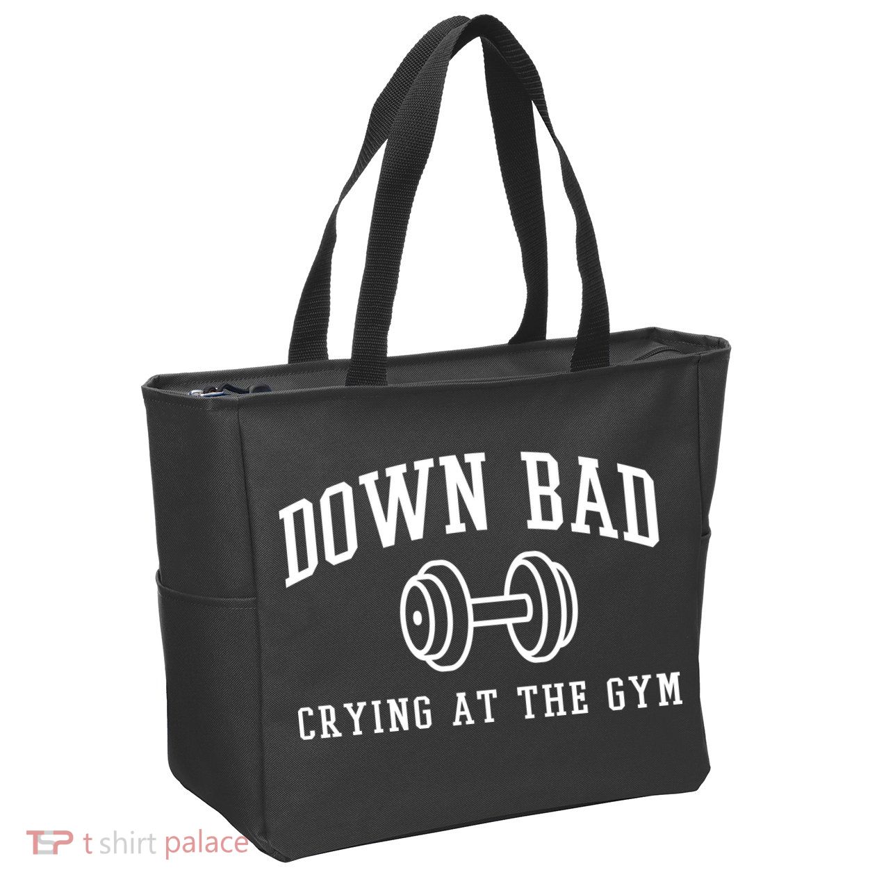 Down Bad Crying At The Gym Funny Zip Tote Bag
