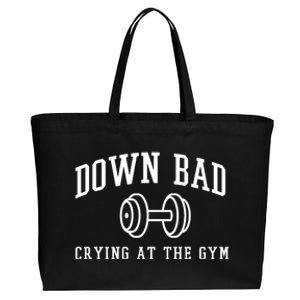 Down Bad Crying At The Gym Funny Cotton Canvas Jumbo Tote