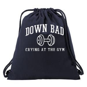 Down Bad Crying At The Gym Funny Drawstring Bag