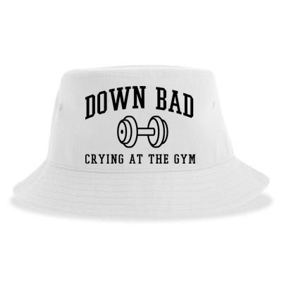 Down Bad Crying At The Gym Funny Sustainable Bucket Hat