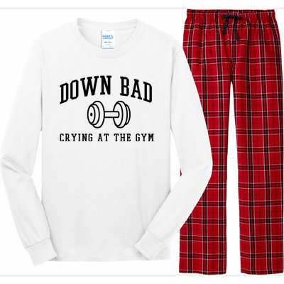 Down Bad Crying At The Gym Funny Long Sleeve Pajama Set