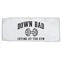 Down Bad Crying At The Gym Funny Large Microfiber Waffle Golf Towel