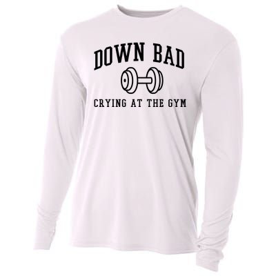 Down Bad Crying At The Gym Funny Cooling Performance Long Sleeve Crew