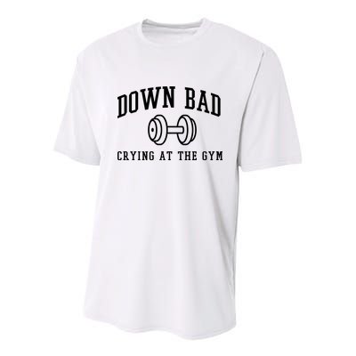 Down Bad Crying At The Gym Funny Youth Performance Sprint T-Shirt