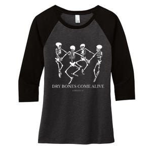 Dry Bones Come Alive Funny Skeleton Dancing Women's Tri-Blend 3/4-Sleeve Raglan Shirt