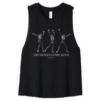 Dry Bones Come Alive Funny Skeleton Dancing Women's Racerback Cropped Tank