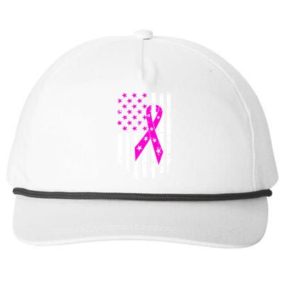 Distressed Breast Cancer Awareness Flag Snapback Five-Panel Rope Hat