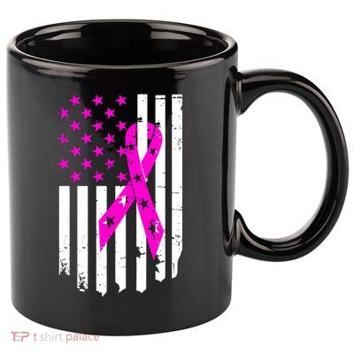Distressed Breast Cancer Awareness Flag 11oz C Handle Ceramic Mug