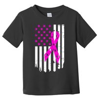 Distressed Breast Cancer Awareness Flag Toddler T-Shirt