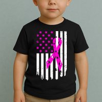 Distressed Breast Cancer Awareness Flag Toddler T-Shirt