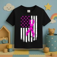 Distressed Breast Cancer Awareness Flag Toddler T-Shirt