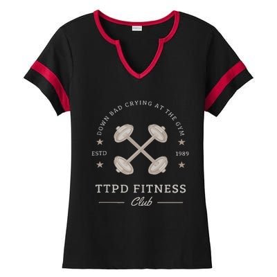 Down Bad Crying At The Gym Ladies Halftime Notch Neck Tee