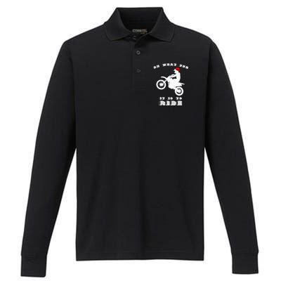 Dirt Bike Christmas Xmas Dirtbike Motocross Performance Long Sleeve Polo