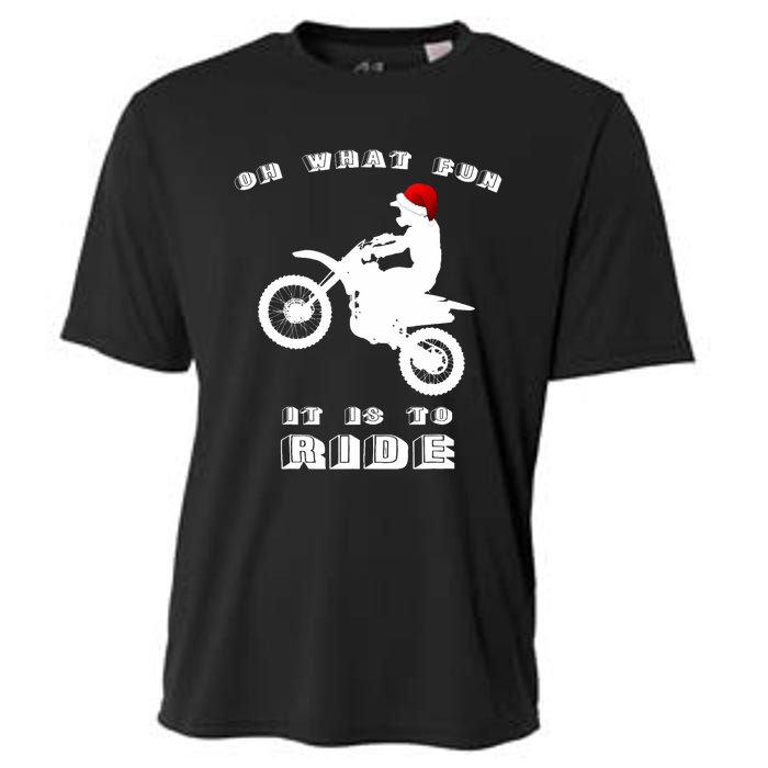 Dirt Bike Christmas Xmas Dirtbike Motocross Cooling Performance Crew T-Shirt