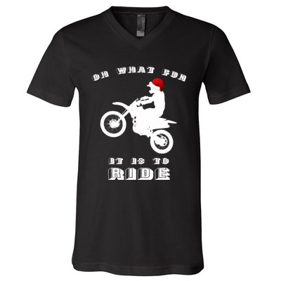 Dirt Bike Christmas Xmas Dirtbike Motocross V-Neck T-Shirt