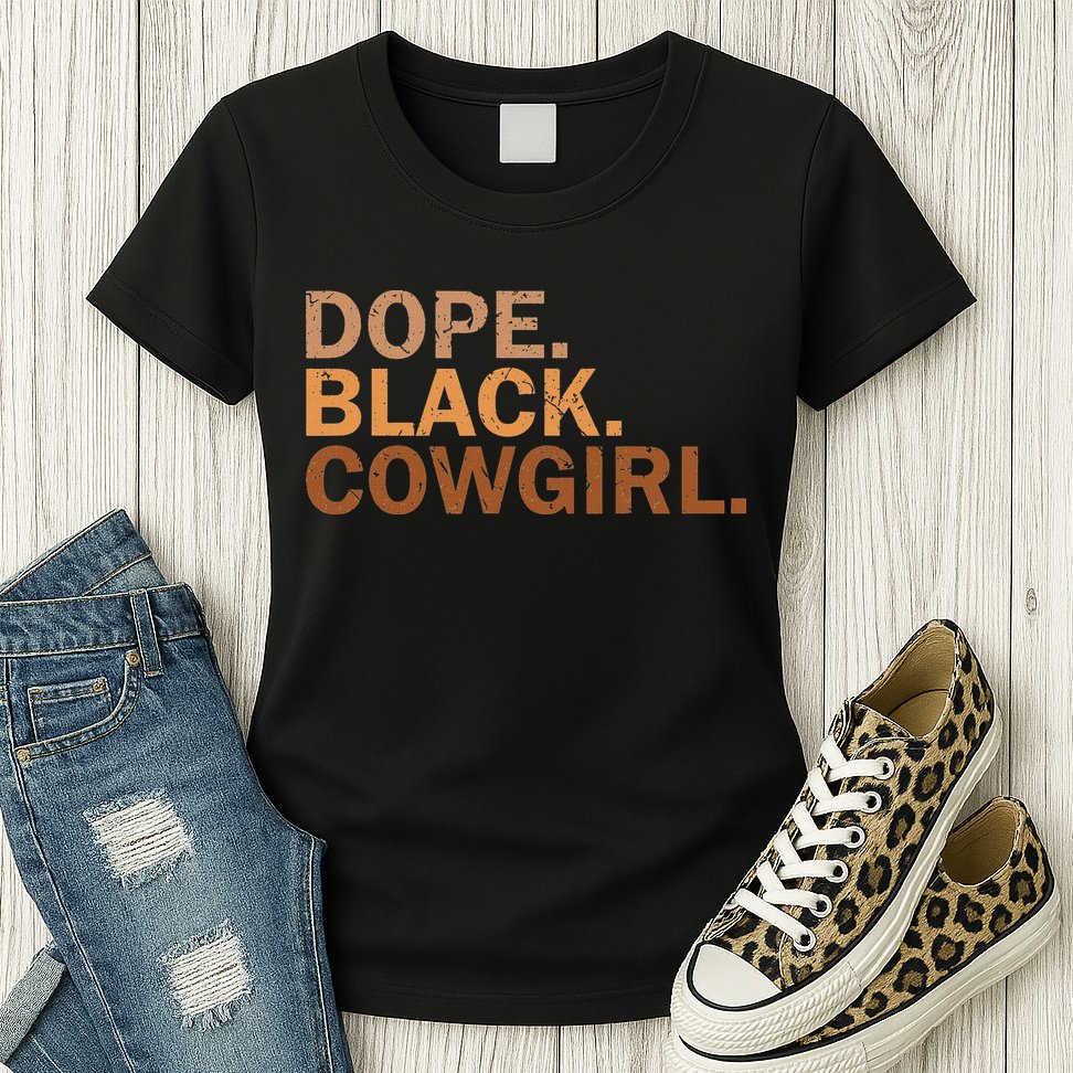 Dope Black Cowgirl Melanin Black African Rodeo Cowgirl Womens T-Shirt