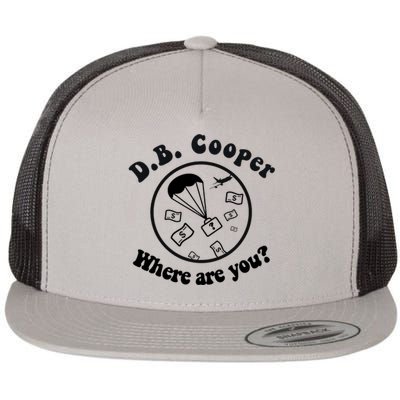 D B Cooper Where Are You Classic Flat Bill Trucker Hat