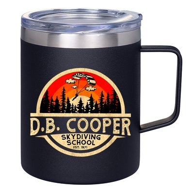 D. B. Cooper Robber Thief Parachute Skydiving School Est 1971 Retro Vintage 12oz Stainless Steel Coffee Mug