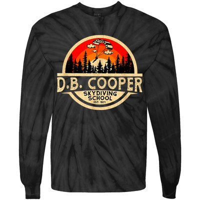 D. B. Cooper Robber Thief Parachute Skydiving School Est 1971 Retro Vintage Tie-Dye Long Sleeve Shirt