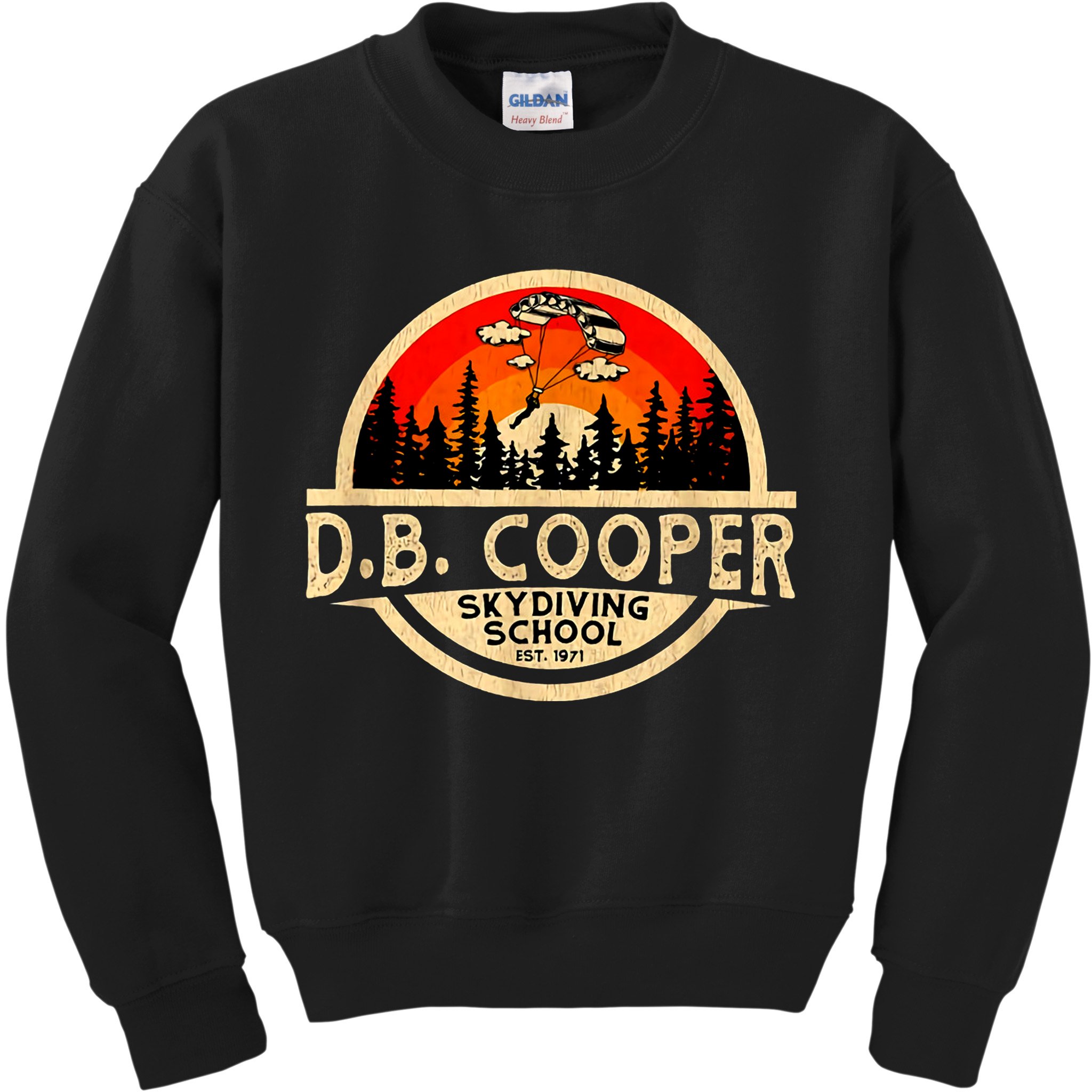 D. B. Cooper Robber Thief Parachute Skydiving School Est 1971 Retro Vintage Kids Sweatshirt