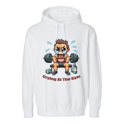 Down Bad Crying At The Gym Great Gift Garment-Dyed Fleece Hoodie