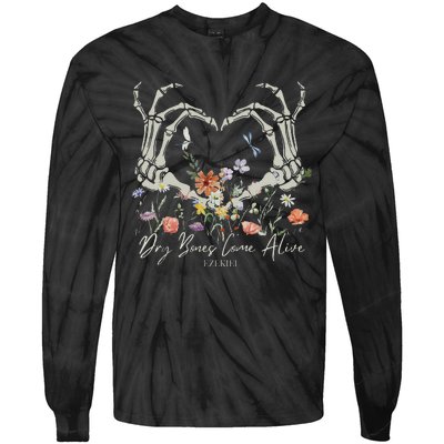 Dry Bones Come Alive Funny Skeleton Hands Tie-Dye Long Sleeve Shirt