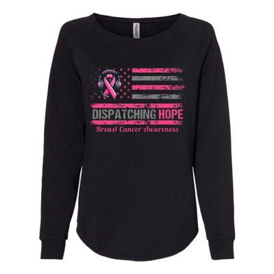 Dispatcher Breast Cancer Awareness Ribbon American Flag Womens California Wash Sweatshirt