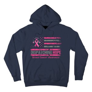 Dispatcher Breast Cancer Awareness Ribbon American Flag Hoodie