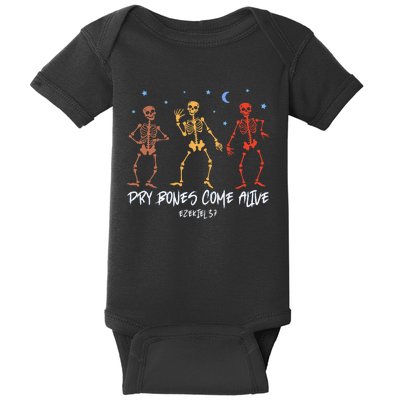 Dry Bones Come Alive Funny Skeleton Dancing Baby Bodysuit