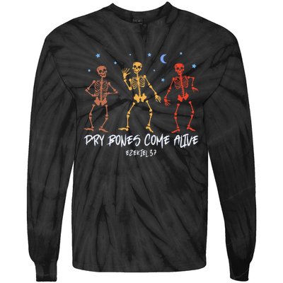 Dry Bones Come Alive Funny Skeleton Dancing Tie-Dye Long Sleeve Shirt