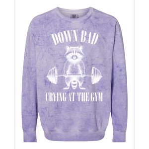 Down Bad Crying At The Gym Raccoon Meme Funny Workout Gym Meaningful Gift Colorblast Crewneck Sweatshirt