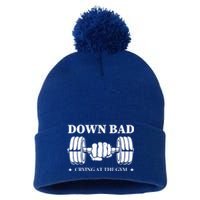 Down Bad Crying At The Gym Gift Crying At The Gym Cute Gift Pom Pom 12in Knit Beanie