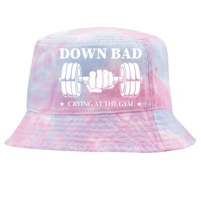 Down Bad Crying At The Gym Gift Crying At The Gym Cute Gift Tie-Dyed Bucket Hat