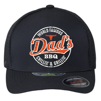 Dad's BBQ Chilling And Grilling Vintage Flexfit Unipanel Trucker Cap