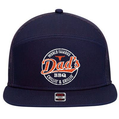 Dad's BBQ Chilling And Grilling Vintage 7 Panel Mesh Trucker Snapback Hat