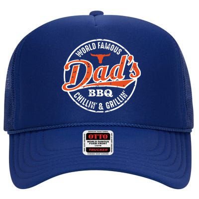 Dad's BBQ Chilling And Grilling Vintage High Crown Mesh Back Trucker Hat