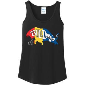 Durham Bull City North Carolina A Bull With Durham Flag Ladies Essential Tank