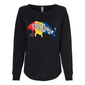 Durham Bull City North Carolina A Bull With Durham Flag Womens California Wash Sweatshirt