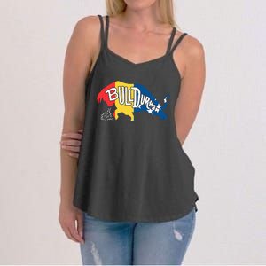 Durham Bull City North Carolina A Bull With Durham Flag Women's Strappy Tank