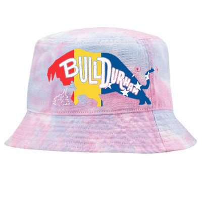 Durham Bull City North Carolina A Bull With Durham Flag Tie-Dyed Bucket Hat