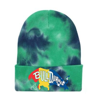 Durham Bull City North Carolina A Bull With Durham Flag Tie Dye 12in Knit Beanie