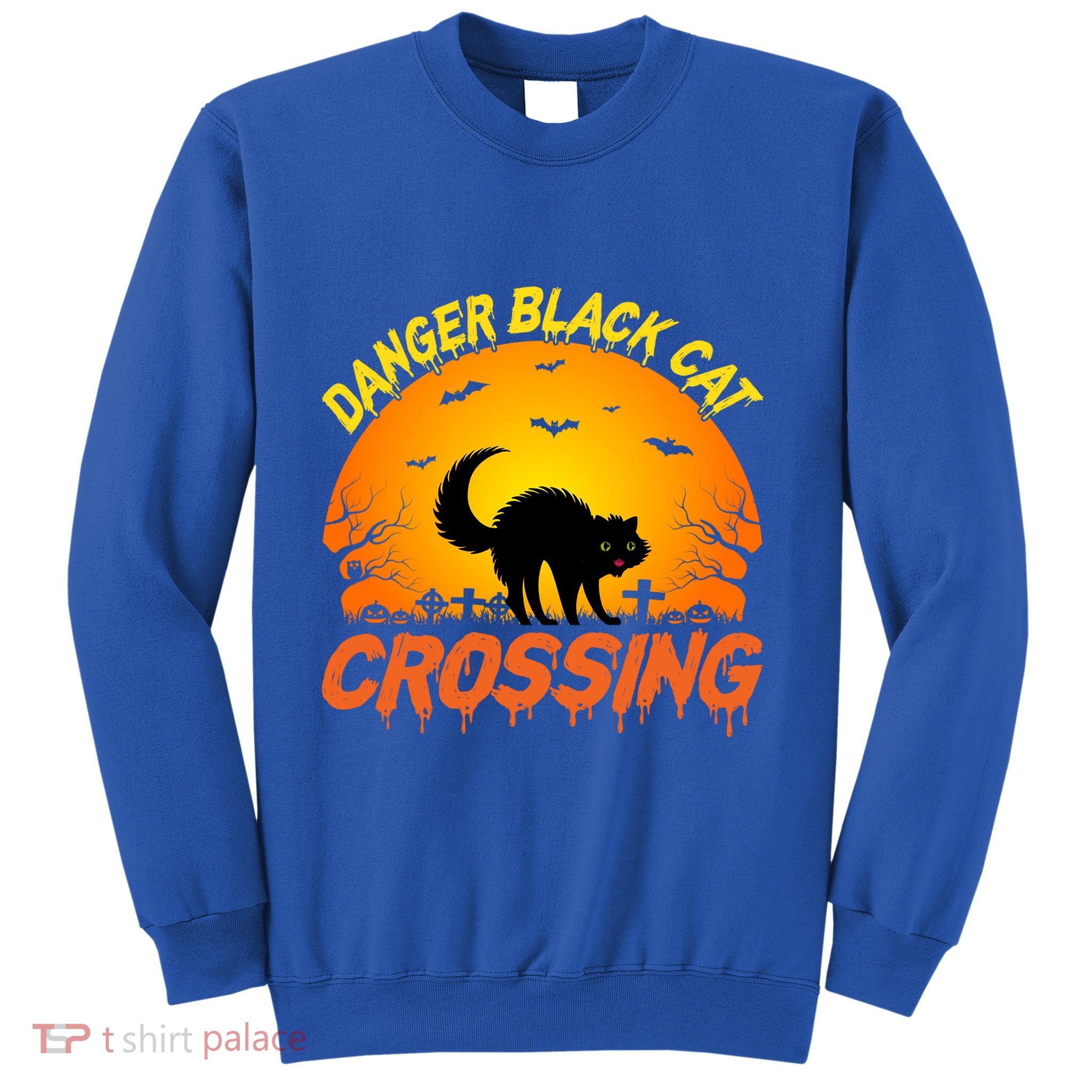 Danger Black Cat Crossing Halloween Costume Cute Gift Sweatshirt