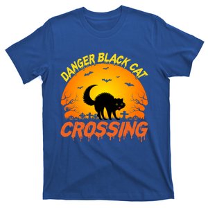 Danger Black Cat Crossing Halloween Costume Cute Gift T-Shirt