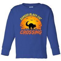 Danger Black Cat Crossing Halloween Costume Cute Gift Toddler Long Sleeve Shirt