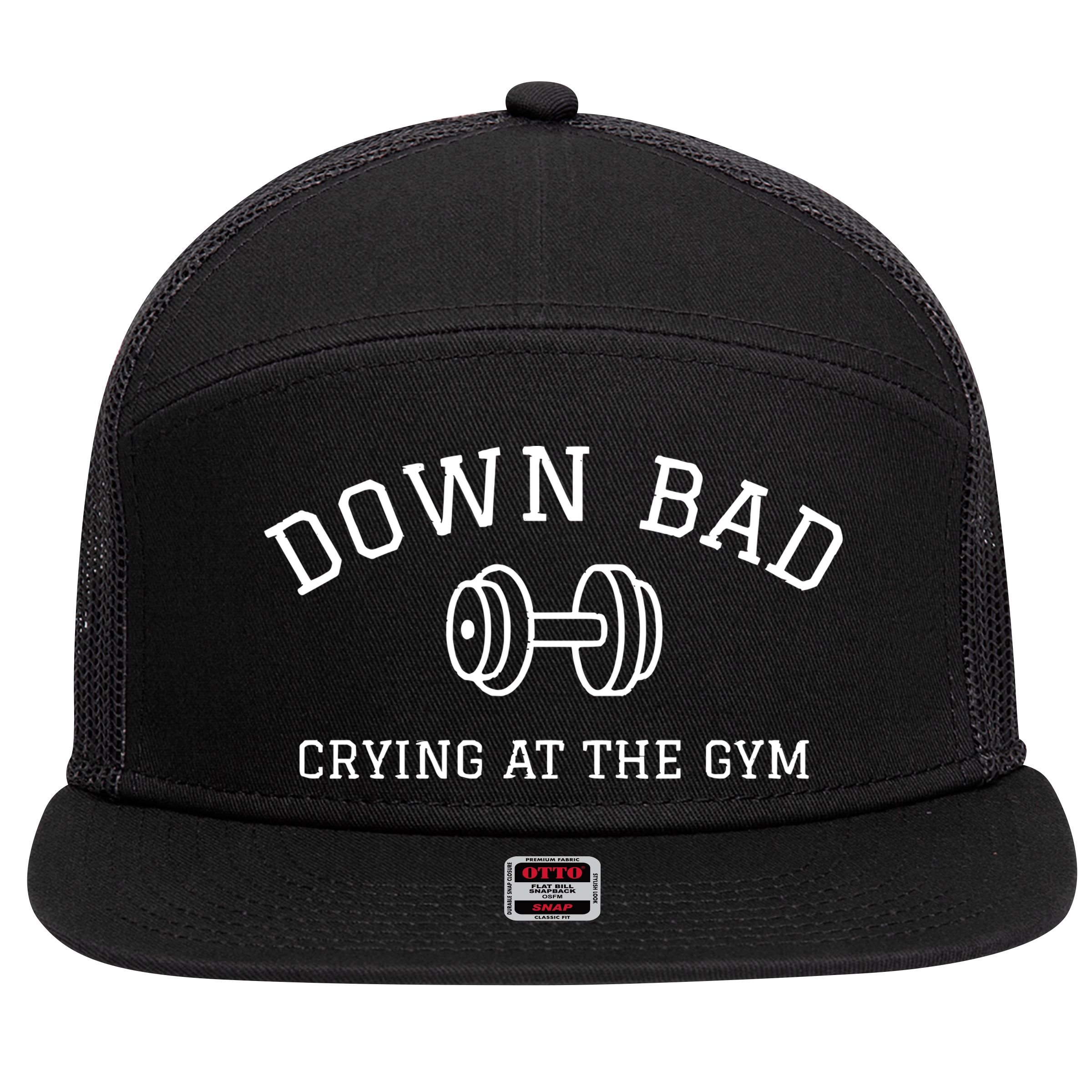 Down Bad Crying At The Gym Ttpd 7 Panel Mesh Trucker Snapback Hat
